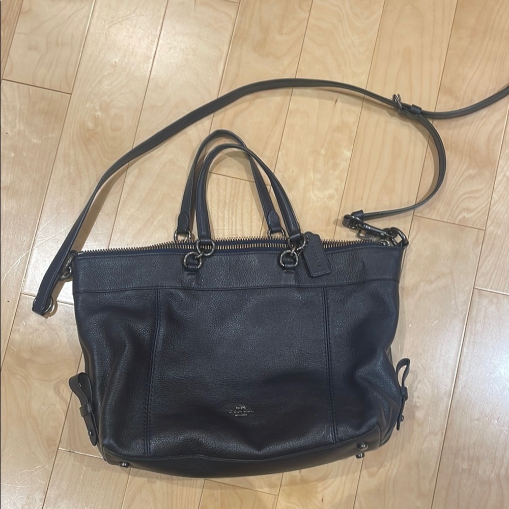 Coach Dark Navy Leather Crossbody Bag with Adjustable Strap